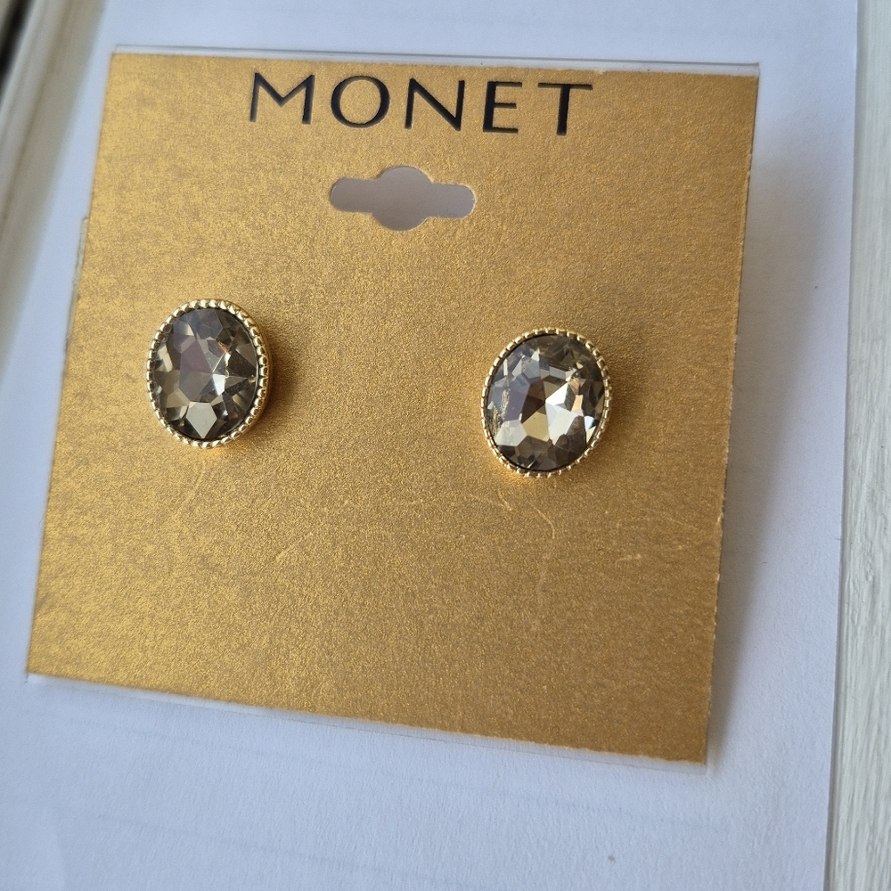 Monet Gold and Silver Oval Earrings